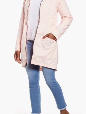 The North Face - Light Pink Women's Long Rain Jacket, Size L